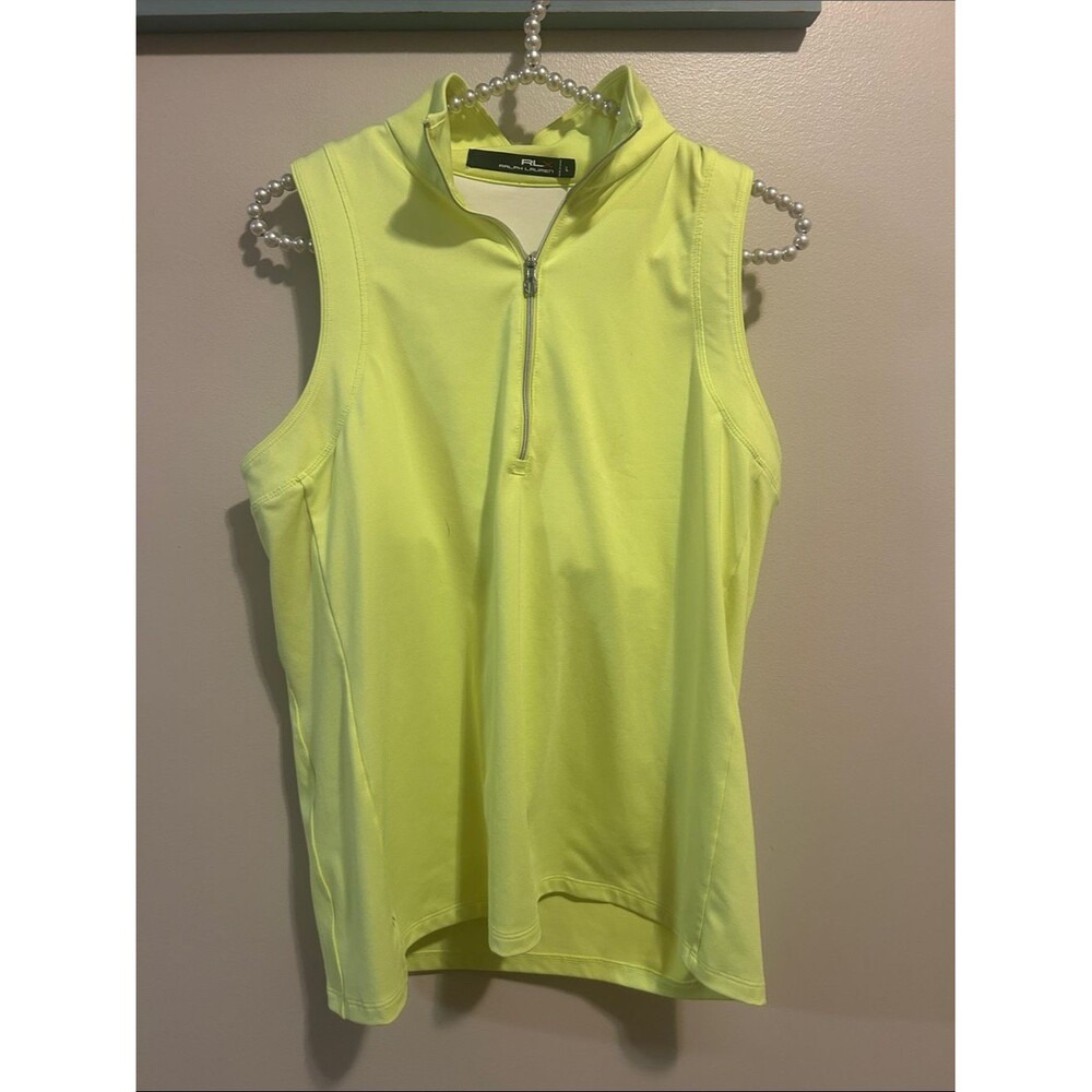 Ralph Lauren RLX Women's Sleeveless Golf Polo Top Quarter Zip Built In Bra Lime